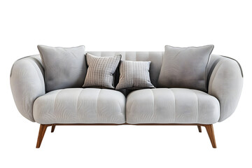 Fototapeta premium Stylish grey sofa on white background