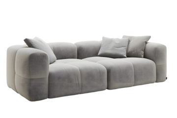 Stylish grey sofa on white background