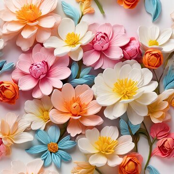 Free Photo Beautiful spring flowers on white background top view Floral pattern