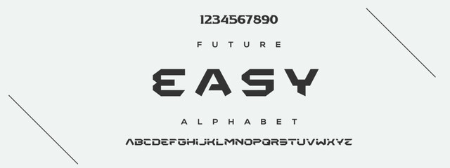 A sports minimal tech font letter set. Luxury vector typeface for company. Modern gaming fonts logo design.