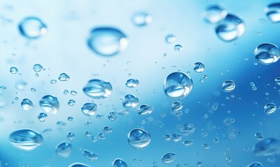 Water surface texture with bubbles and splashes that is defocused blurring transparent blue in color. Trendy abstract background of nature