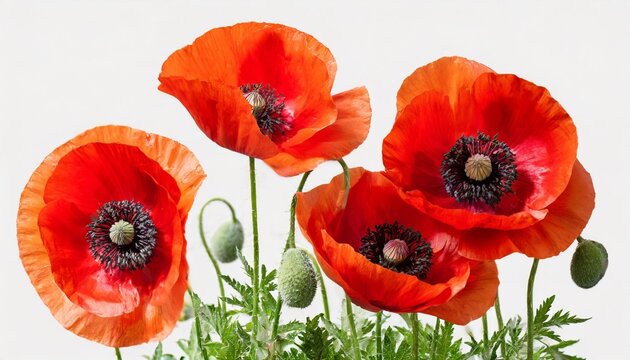 poppy flowers isolated on transparent background red poppy flower isolated photo summer spring flowers png