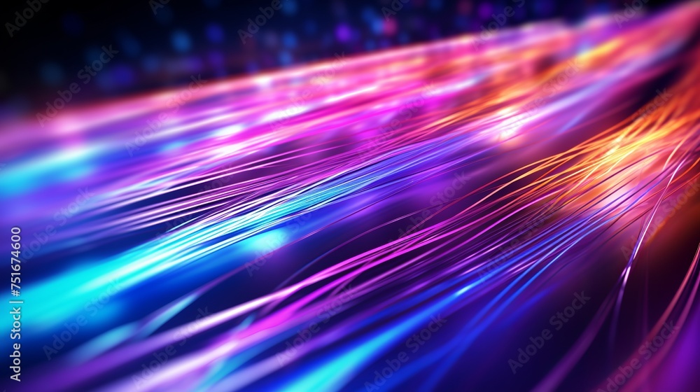 Aufkleber 3d illustration showing bright signals transmitting data rapidly, with bundles of abstract fiber opt