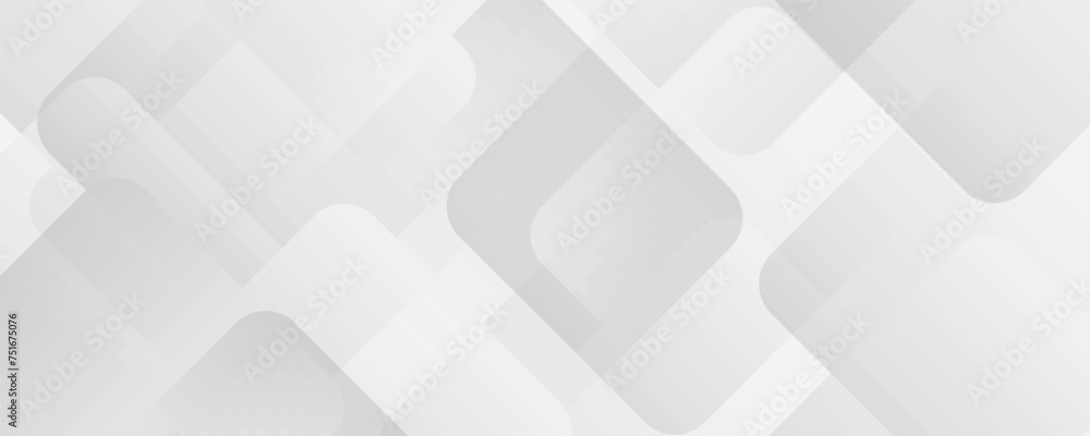 Fototapete Silver color square pattern on banner with shadow. Geometric background with squares in bright light with soft shadows as pattern. Template for branding business. Vector EPS