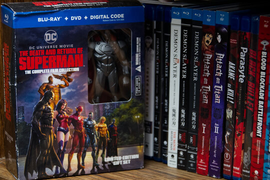 DC Bluray set of The Death of Superman, displayed with other animated shows