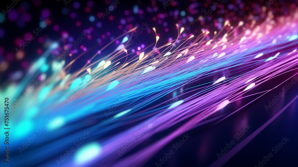 Aufkleber 3d illustration showing bright signals transmitting data rapidly, with bundles of abstract fiber opt