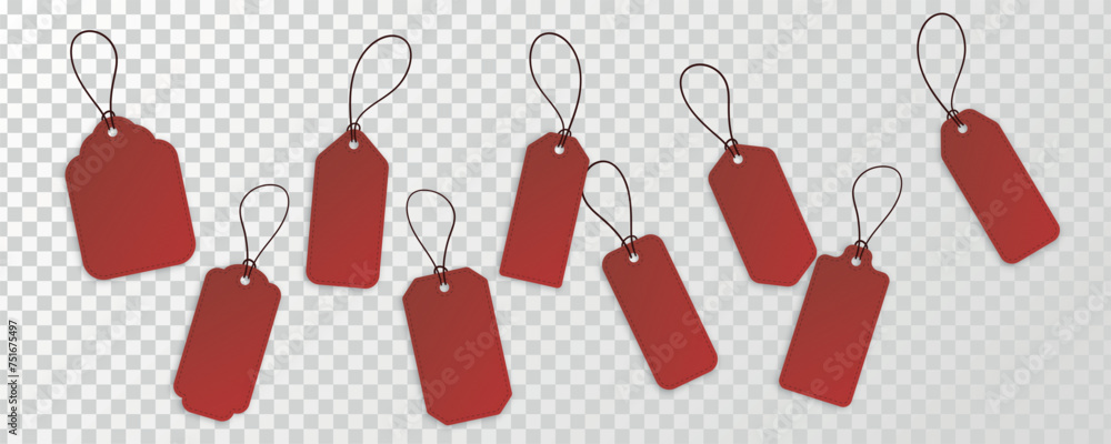 Poster red price tag set with special offer and best choice text template. realistic red price tags collect