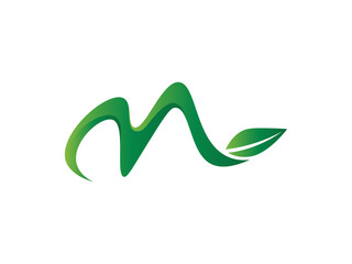 Letter M Leaf logo gradient colorful design. leaf logo vector