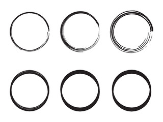 Grunge circle brush collection, vector illustration. Brush strokes symbol. Hand drawn ink paintbrush,
