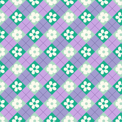 checkered gingham flower 70's