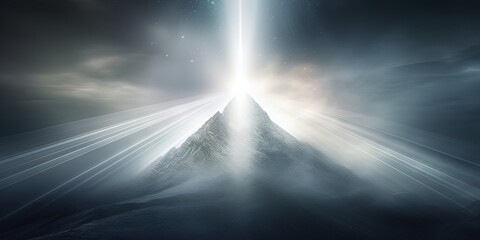 Abstract concentrated light rays in a single bright peak