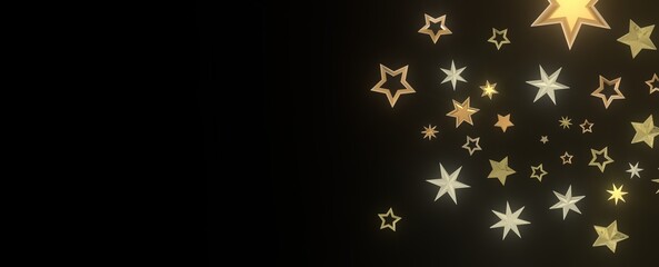 Stardust Christmas Shower: Mesmerizing 3D Illustration Depicting Descending Holiday Star Particles