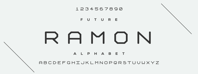A sports minimal tech font letter set. Luxury vector typeface for company. Modern gaming fonts logo design.