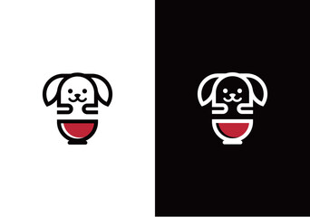 dog and bowl combination logo, ide, creative