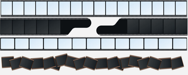 Set of filmstrips templates. Film frame background with space for your image, media filmstrip. Trendy editable camera roll effect design. Lifestyle concept. Vector illustration - 751677834