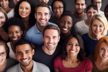 Diverse group of people smiling happy faces