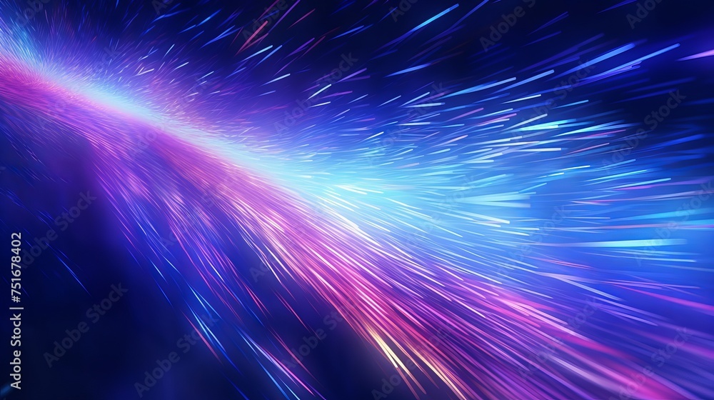 Poster 3d rendering depicting futuristic data transfer inside fiber optic cables at light speed, creating a