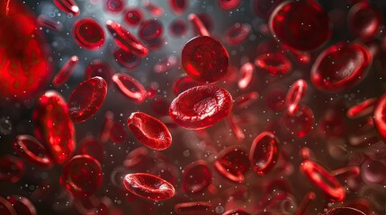 Red blood cells in arteries and veins, medical science background. health care