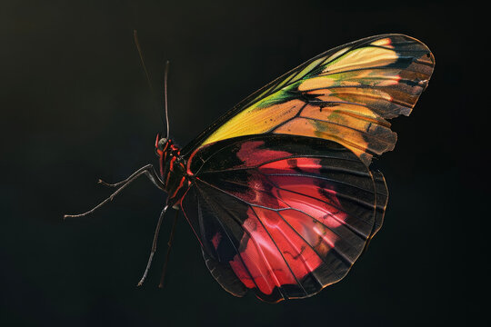 A butterfly with a colorful color and a wing and a professional overlay on the flutter