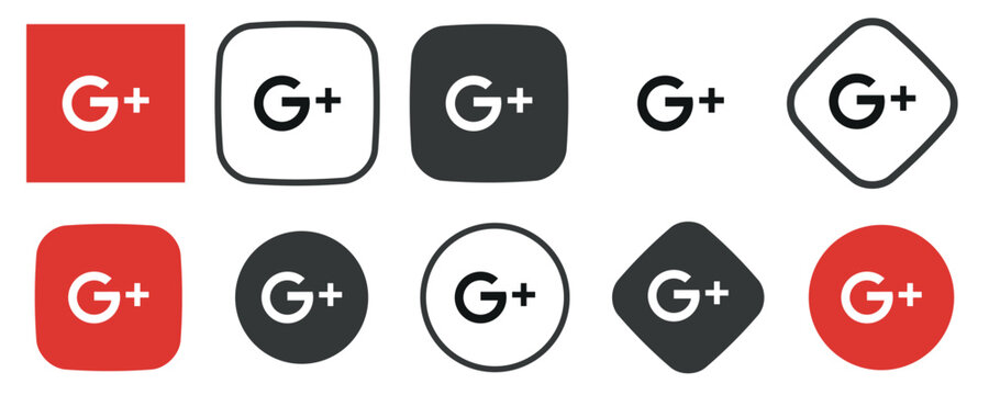 Google Plus logo icon. Set google plus icon. Editorial vector. Google icons set. Google company symbol collection. Google social media logo - stock vector editorial.