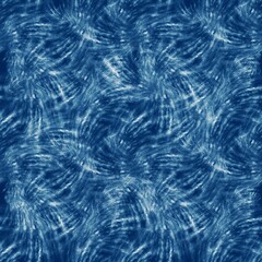 Indigo blue and white tie-dye seamless textile pattern. - 751679401
