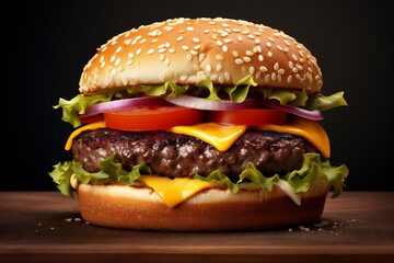 hamburger on black background