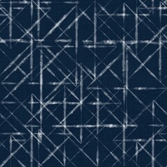Indigo blue and white tie-dye seamless textile pattern. - 751679852