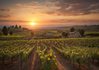 Vineyards at sunset