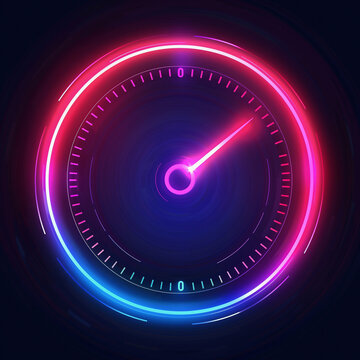 Retro Neon Glowing Speedometer in Red and Purple Hues
