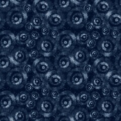 Indigo blue and white tie-dye seamless textile pattern. - 751681299