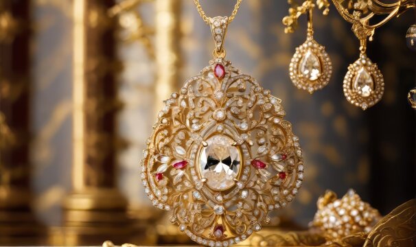 Indian Traditional Gold Wedding Earrings with gems