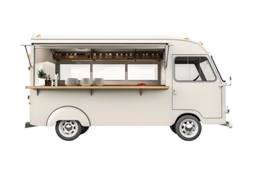 White Food truck isolated on transparent background