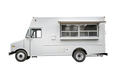 White Food truck isolated on transparent background