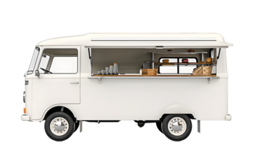 White Food truck isolated on transparent background