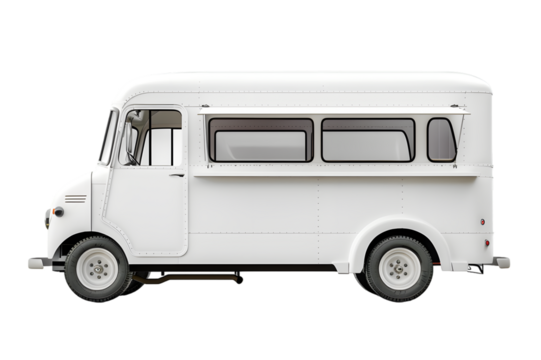 White Food truck isolated on transparent background