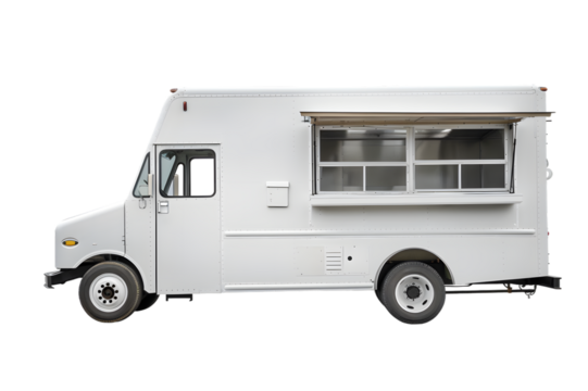 White Food truck isolated on transparent background - Powered by Adobe