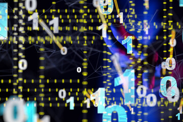 Global network. Blockchain. 3D illustration. Neural networks and artificial intelligence. Abstract ...