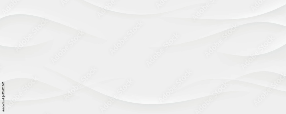 Aufkleber Abstract white and gray gradient wavy pattern texture banner template design background with copy space. Modern and minimal scene concept. Vector illustration.