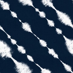 Indigo blue and white tie-dye seamless textile pattern. - 751683214