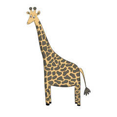 Hand drawn cartoon style giraffe for english alphabet