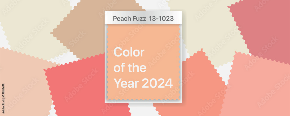 Aufkleber trendy color of year 2024 peach fuzz trendy color sample. peach new trend. modern minimal design. 3d