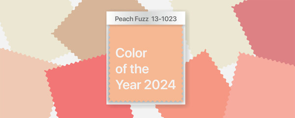 Trendy color of year 2024 Peach Fuzz Trendy color sample. Peach new trend. Modern minimal design. 3d vector illustration - 751683451