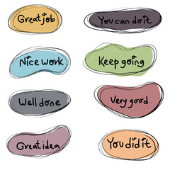 compliment quotes in colorful bubbles