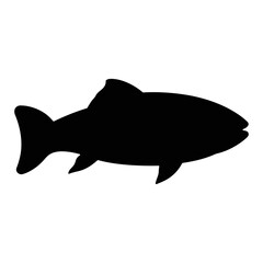 Obraz premium Trout fish silhouette, fish silhouette and vector illustration in flat style 