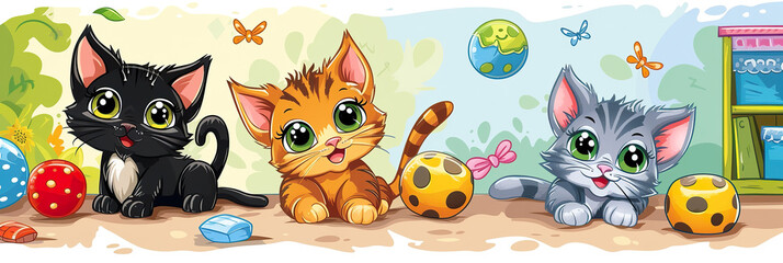  cartoon kittens characters friends together