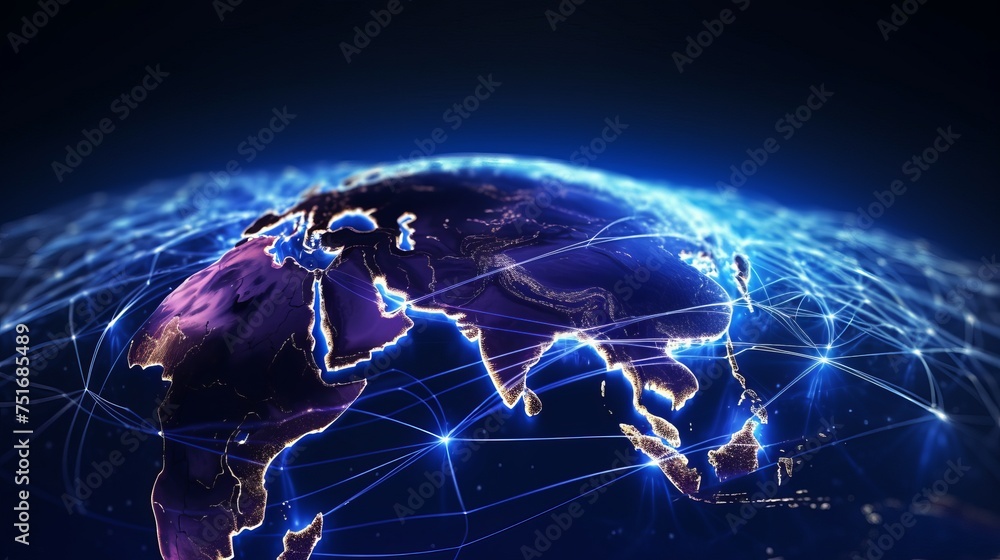 Aufkleber abstract 3d graphics illustrating the technological globalization of earth, emphasizing artificial i