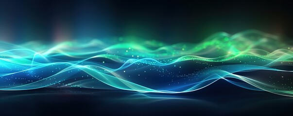 abstract futuristic background with green blue glowing neon moving high speed wave lines and bokeh lights. Data transfer concept Fantastic wallpaper