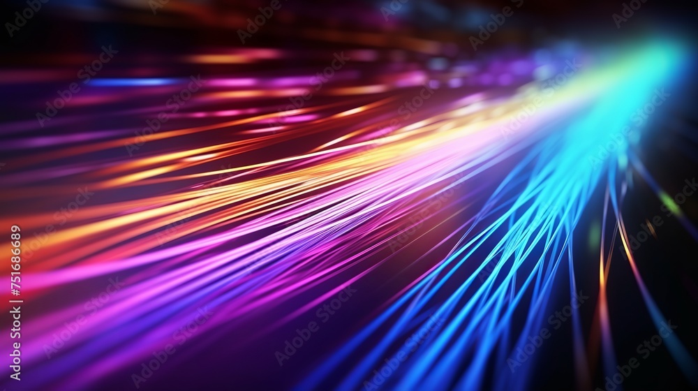 Poster animation of abstract optical fiber and high-speed internet background, with moving colorful digital