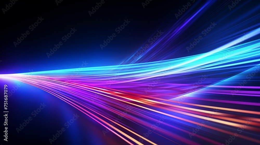 Poster animation of abstract optical fiber and high-speed internet background, with moving colorful digital
