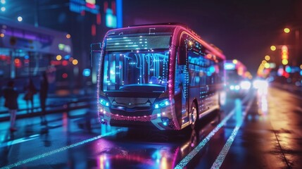 Autonomous buses transporting passengers efficiently